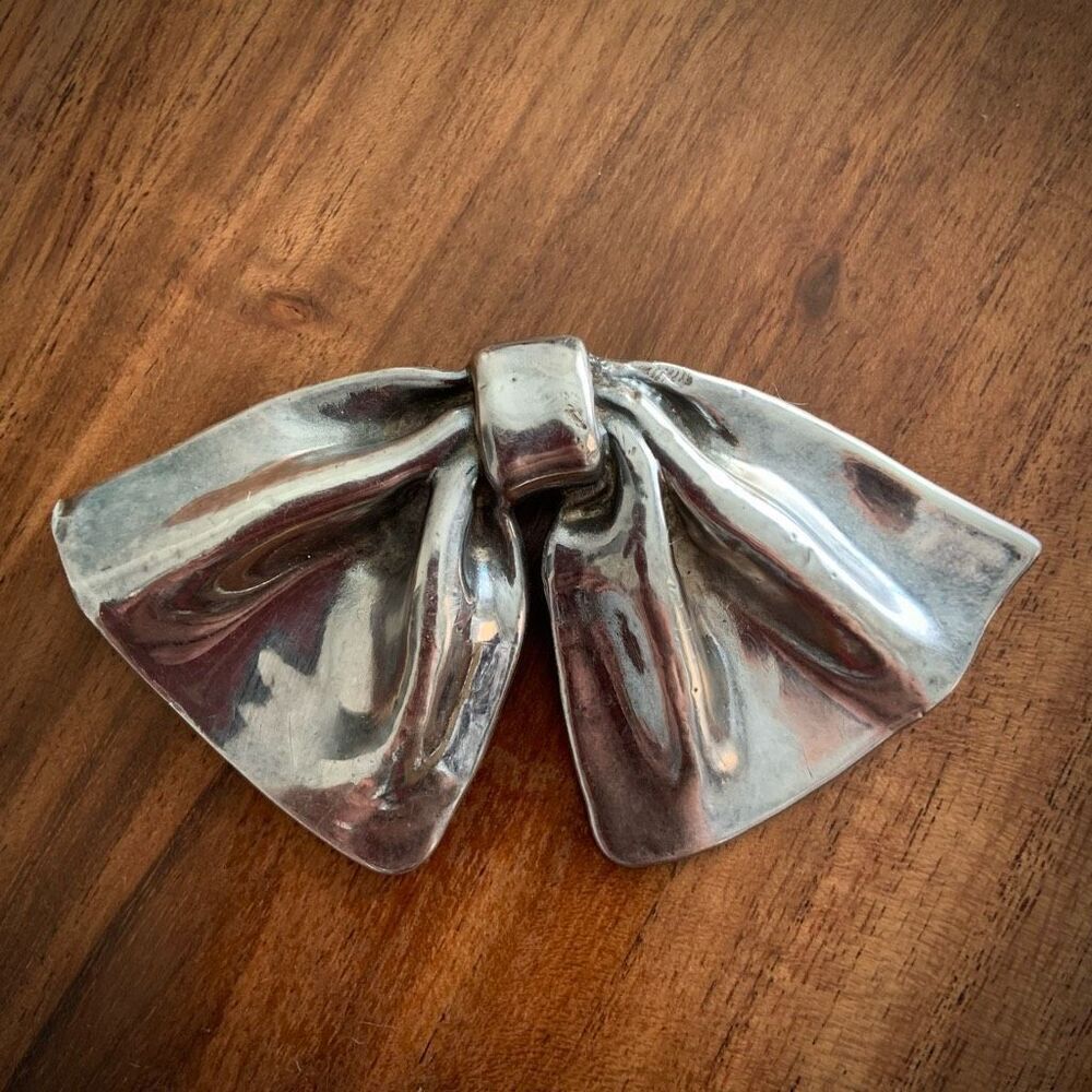 925 SILVER Large Bow Brooch / Necklace Slide